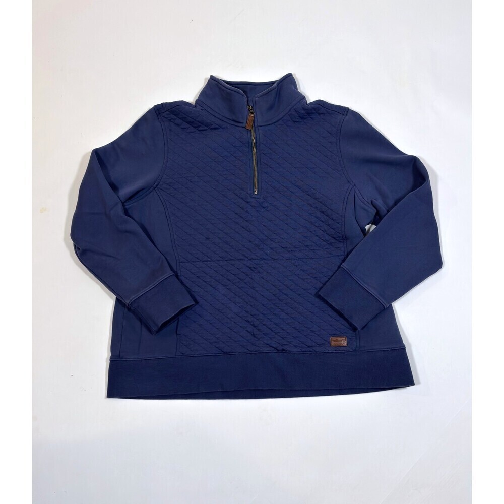 LL Bean Quilted Quarter Zip Pullover Sweatshirt Navy Blue - XL Petite